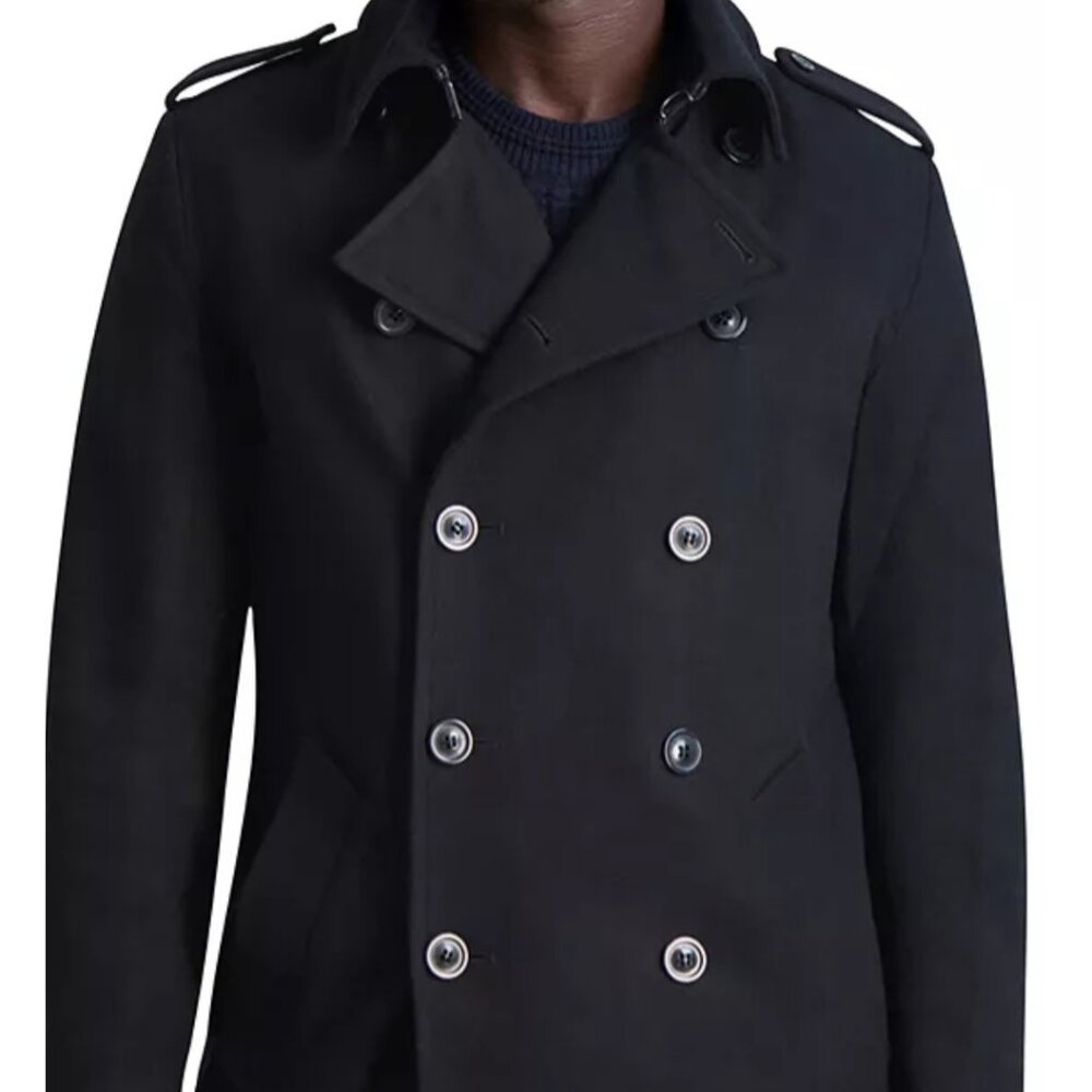 NEW Karl Lagerfeld Paris Double Beasted Coat XXL Black